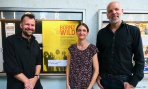 DOK Premiere BORN TO BE WILD mit Filmeditor Helmar Jungmann (l.), Christine Schäfer vom HDF (m.) und Regisseur Oliver Schehm (r.)